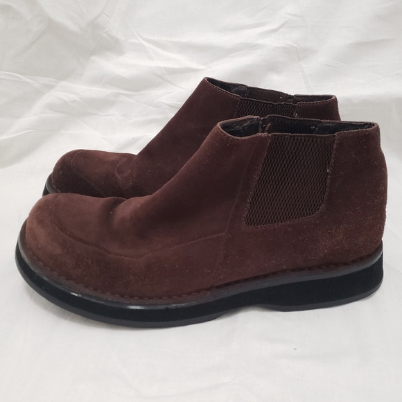 SIMPLE 9500 Vintage 90's WOMENS KIWI MID Ankle Brown Flats Suede BOOT SHOE  9.5 - Picture 4 of 7